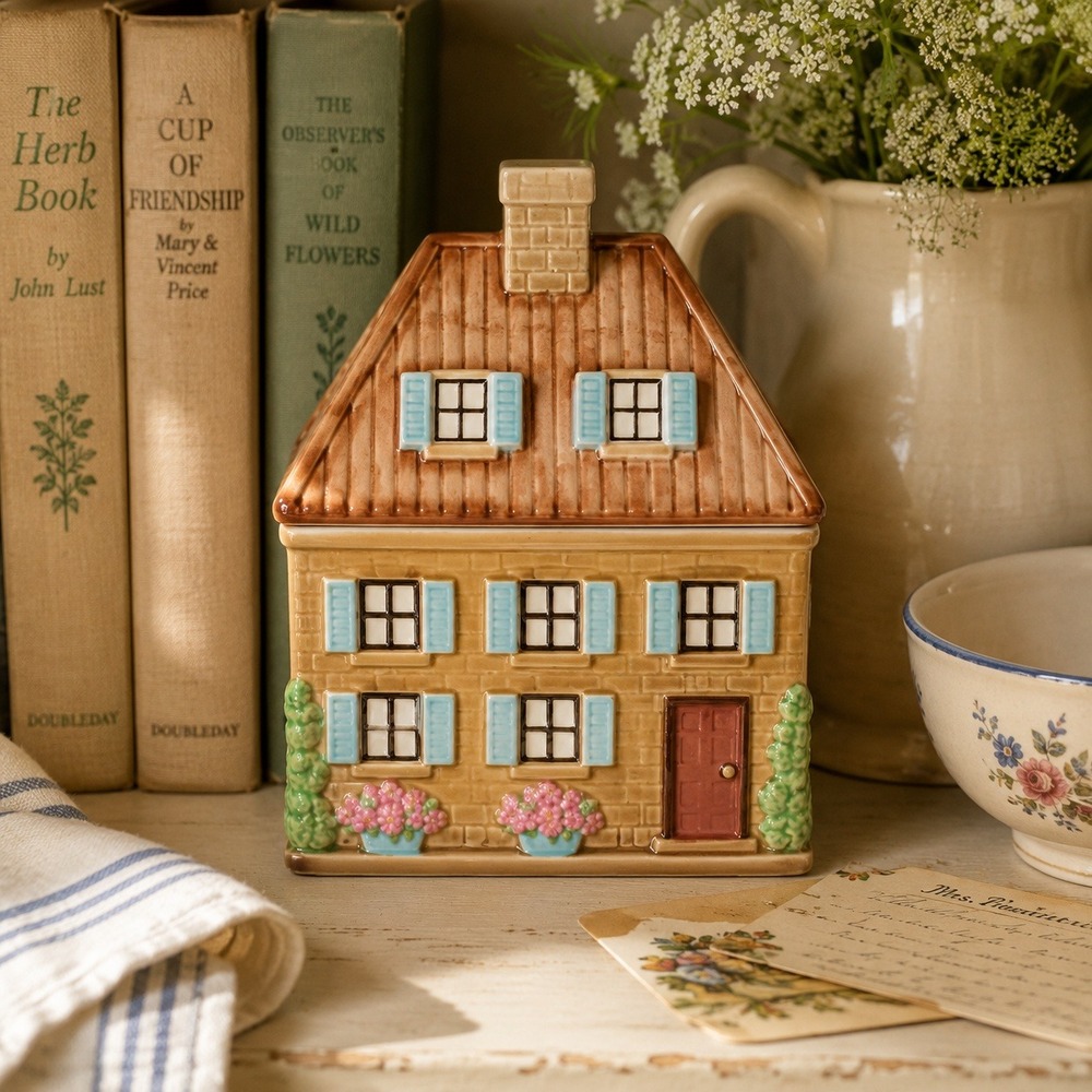 Vintage Lefton House Cookie Jar Cottage Kitchen Decor Storybook Cottage Canister